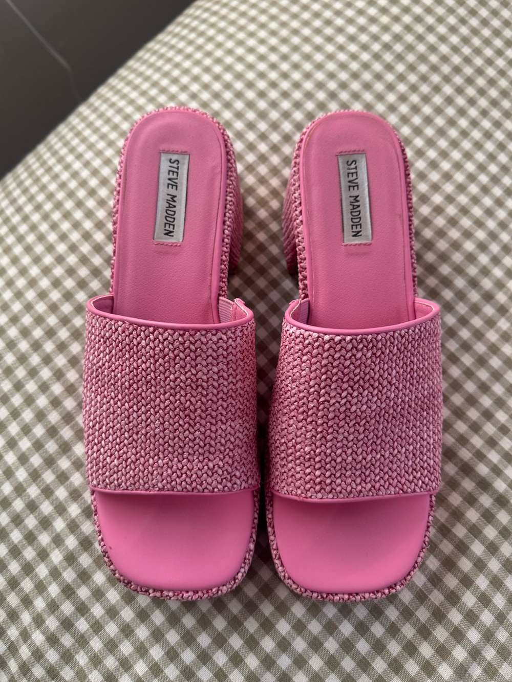 Steve Madden Pink Woven Platform Sandals